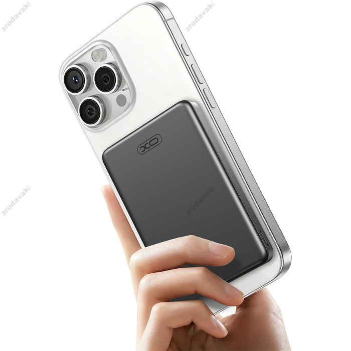 Повербанк портативний акумулятор Power bank XO PR296 Metal Magnetic Fast Charging магнітний 15W 10000 mAh Grey